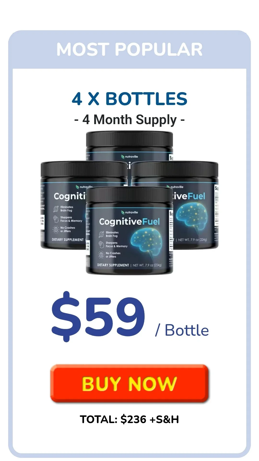 CognitiveFuel™ 4 bottles pricing